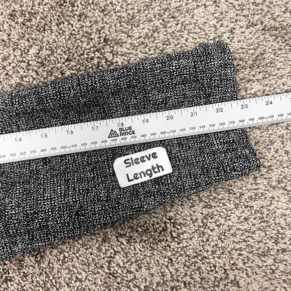 EILEEN FISHER Women's L Black White Organic Cotton Tweed Stand Collar Zip Jacket - Picture 11 of 13